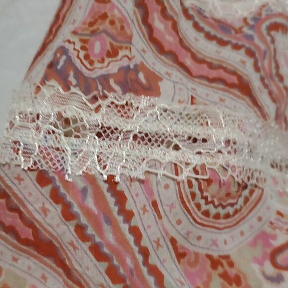 BCBGMaxAzria 100% Silk Cerise Pink Clay Combo Sheer Blouse Size XXS - Picture 6 of 13